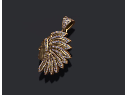 Native American Indian man pendant with gems 3D print model Modèles 3D en vedette