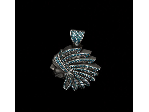 Native American Indian man pendant with gems 3D print model Modèles 3D en vedette