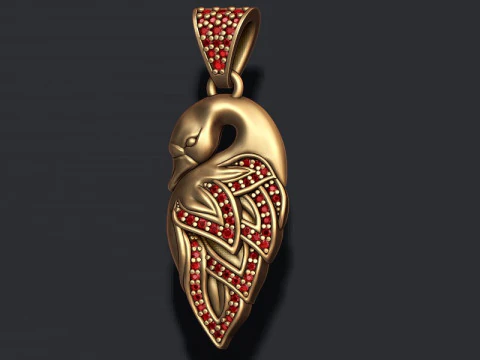 Pingente de cisne com pedras preciosas modelo de impress&atilde;o 3D Modelo de Impressão 3D