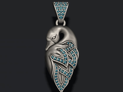 Swan pendant with gems 3D print model Modèles 3D en vedette