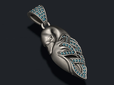 Swan pendant with gems 3D print model Modèles 3D en vedette