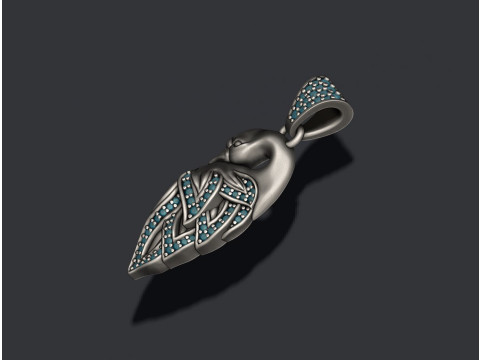 Swan pendant with gems 3D print model Modèles 3D en vedette