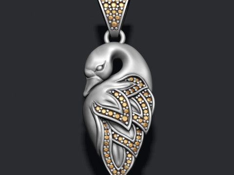 Swan pendant with gems 3D print model Modèles 3D en vedette