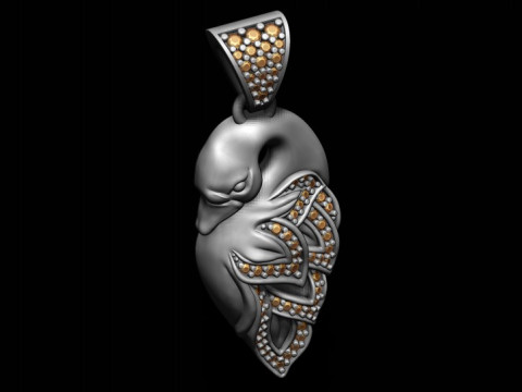 Swan pendant with gems 3D print model Modèles 3D en vedette