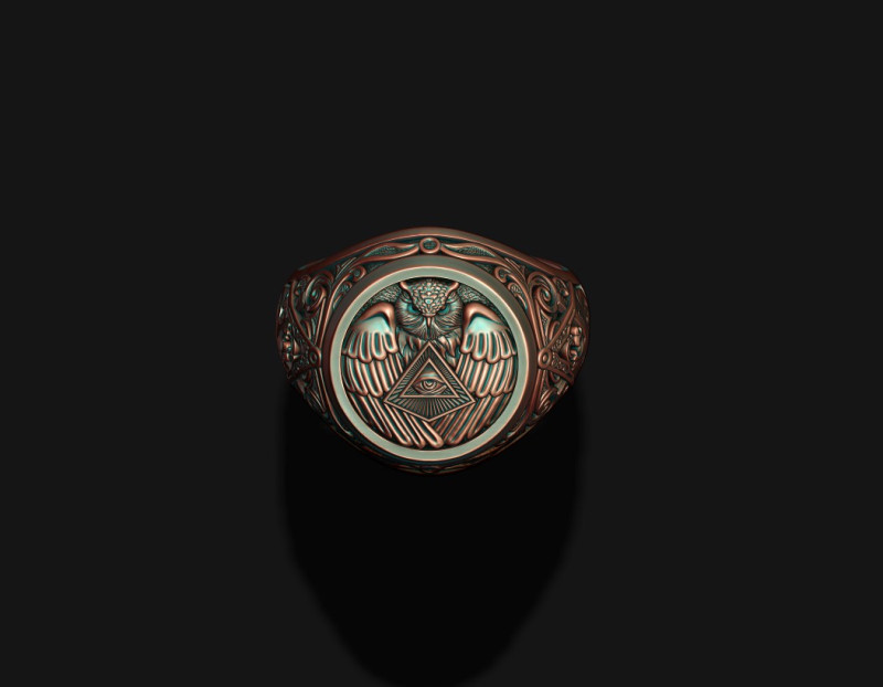 Mason owl ring 3D print model 3D-Druckmodell .c4d .max .obj .3ds .fbx .stl .blend 