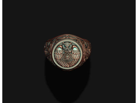 Mason owl ring 3D print model 3D-Druckmodell