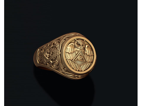 Mason owl ring 3D print model 3D-Druckmodell