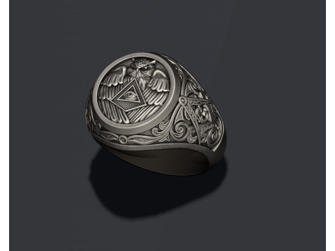 Mason owl ring 3D print model 3D-Druckmodell