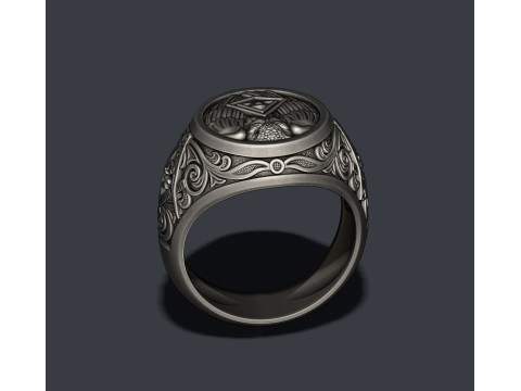 Mason owl ring 3D print model 3D-Druckmodell