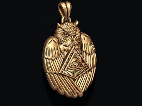 Mason owl eye of providence pendant 3D print model 3D 프린트 모델