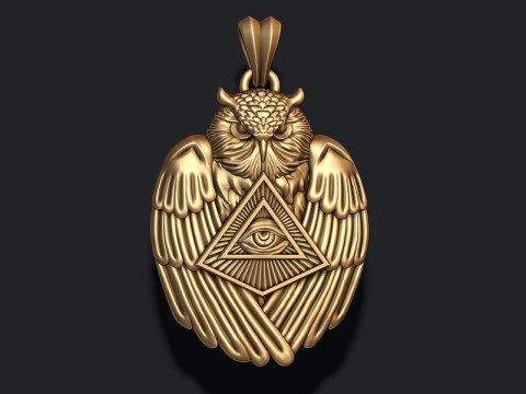 Mason owl eye of providence pendant 3D print model 3D 프린트 모델