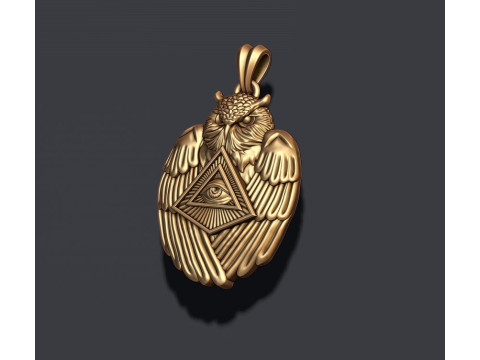 Mason owl eye of providence pendant 3D print model 3D 프린트 모델