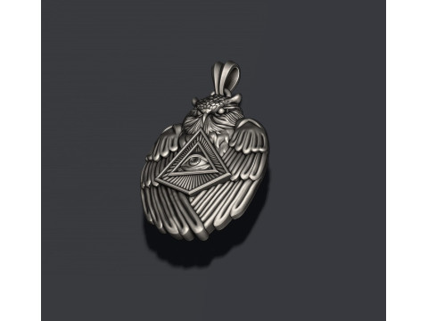 Mason owl eye of providence pendant 3D print model 3D 프린트 모델