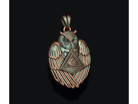 Mason owl eye of providence pendant 3D print model 3D 프린트 모델