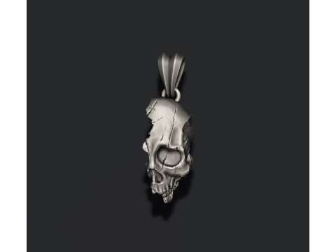 Cracked broken skull pendant 3D print model Modèles 3D en vedette