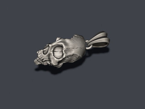 Cracked broken skull pendant 3D print model Modèles 3D en vedette