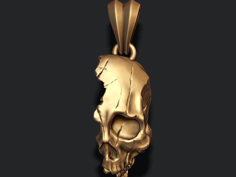 Cracked broken skull pendant 3D print model Modèles 3D en vedette