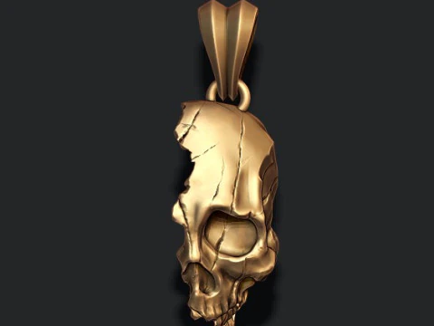 Cracked broken skull pendant 3D print model 3D Print Model