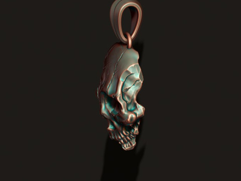 Cracked broken skull pendant 3D print model Modèles 3D en vedette