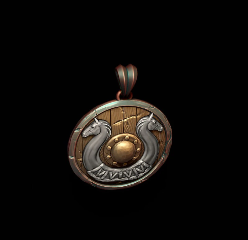 Viking shield pendant 3D print model 3D Print Model .c4d .max .obj .3ds .fbx .stl .blend