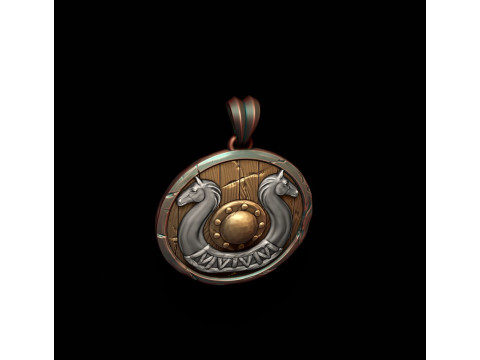 Viking shield pendant 3D print model 3D Print Model