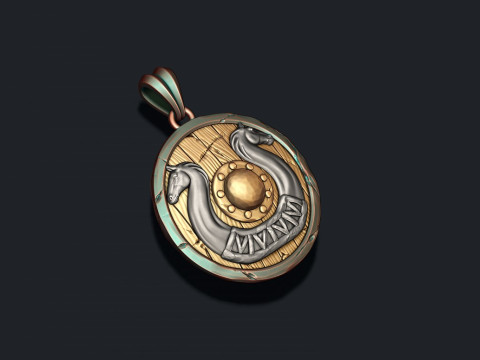 Viking shield pendant 3D print model 3D-Druckmodell