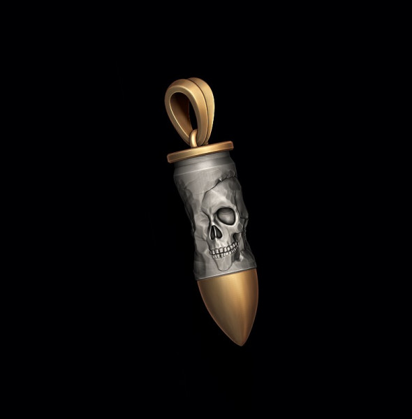 Bullet skull pendant v2 3D print model 3D प्रिंट मॉडल .c4d .max .obj .3ds .fbx .stl .blend 