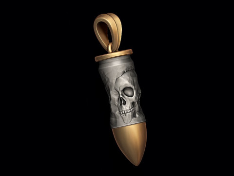 Bullet skull pendant v2 3D print model 3D Print Model