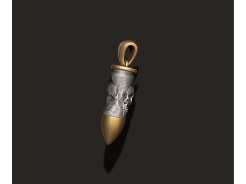 Bullet skull pendant v2 3D print model 3D प्रिंट मॉडल