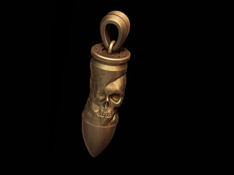 Bullet skull pendant v2 3D print model 3D Print Model