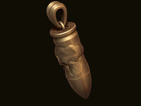 Bullet skull pendant v2 3D print model 3D Print Model