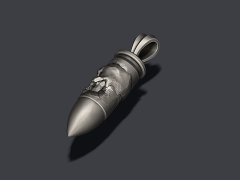 Bullet skull pendant v2 3D print model 3D प्रिंट मॉडल