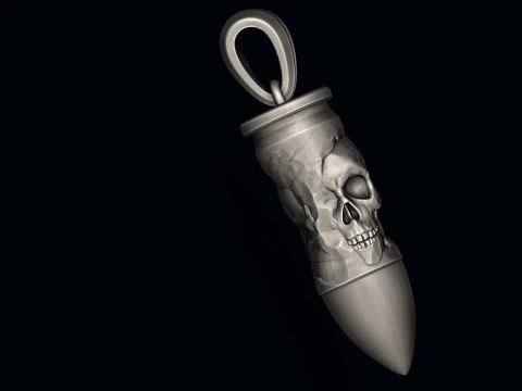 Bullet skull pendant v2 3D print model 3D Print Model