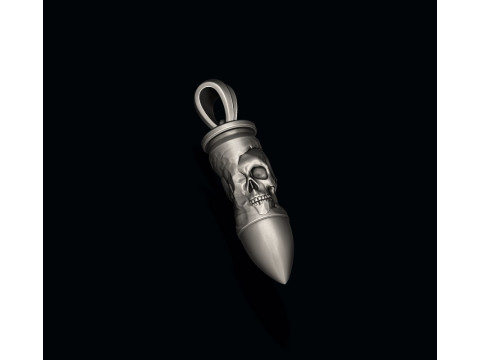 Bullet skull pendant v2 3D print model 3D प्रिंट मॉडल