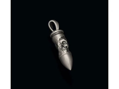 Bullet skull pendant v2 3D print model 3D Print Model