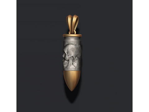 Bullet skull pendant v2 3D print model 3D प्रिंट मॉडल