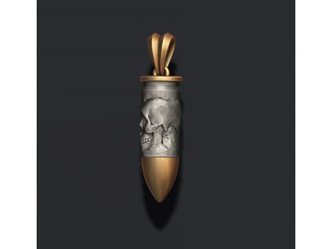 Bullet skull pendant v2 3D print model 3D Print Model
