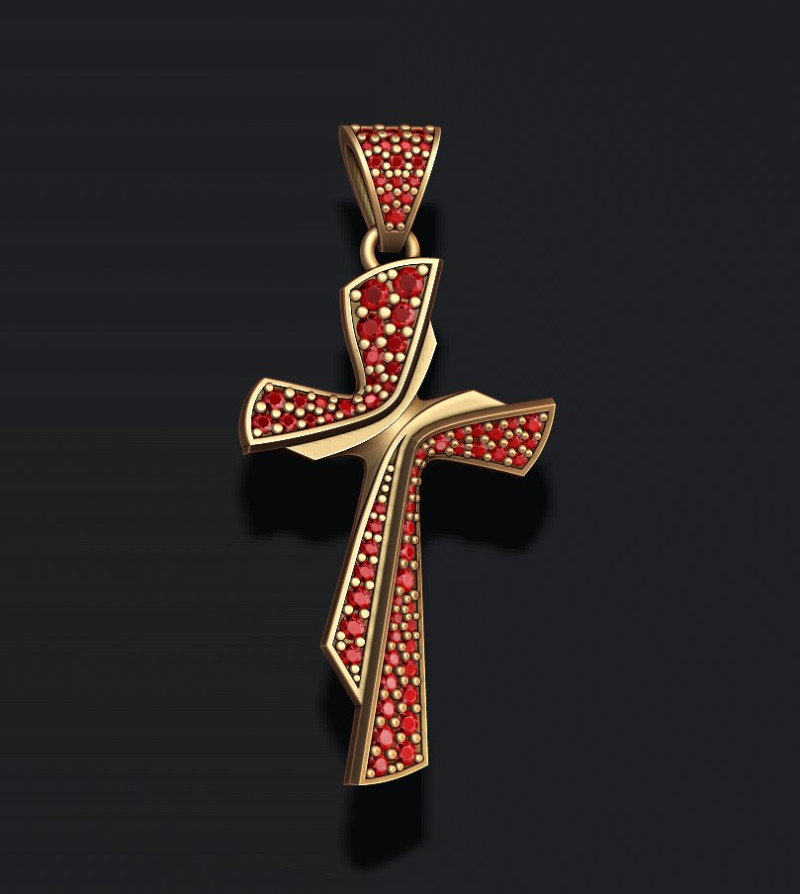Cross with gems pendant 3D print model 3D Принт Модель .c4d .max .obj .3ds .fbx .stl .blend 