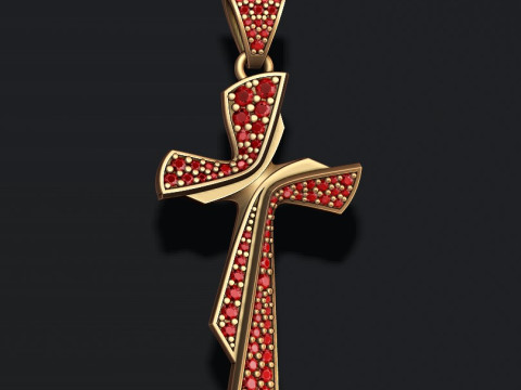 Cross with gems pendant 3D print model 3D Print Model