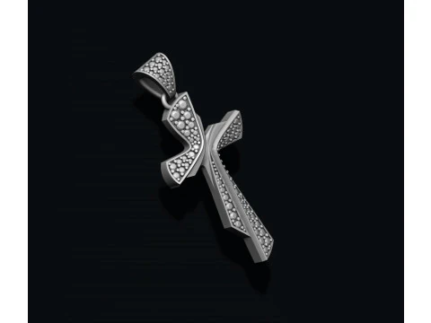 Cross with gems pendant 3D print model 3D Print Model
