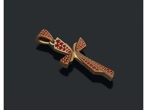 Cross with gems pendant 3D print model 3D Print Model