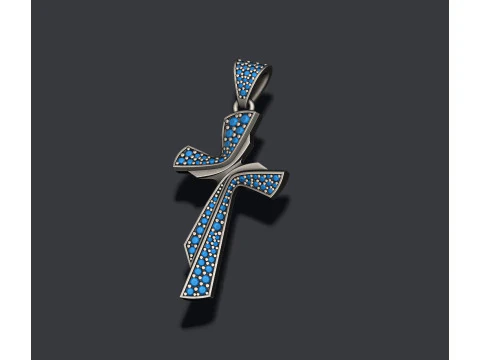 Cross with gems pendant 3D print model 3D Print Model
