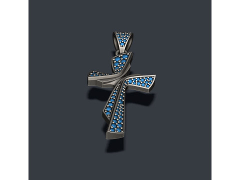 Cross with gems pendant 3D print model 3D Принт Модель