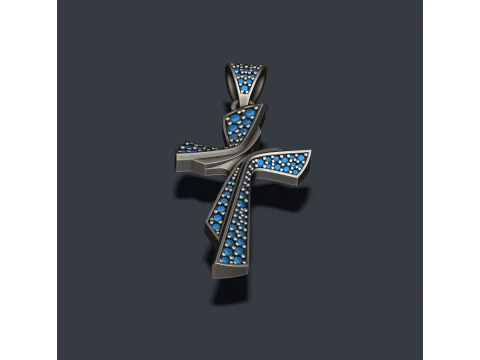 Cross with gems pendant 3D print model 3D Print Model
