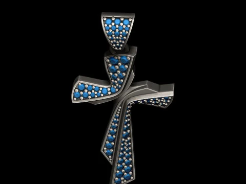 Cross with gems pendant 3D print model 3D Print Model