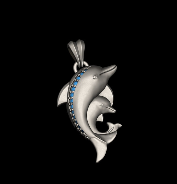 Dolphins pendant with gems 3D print model 3D Принт Модель .c4d .max .obj .3ds .fbx .stl .blend 