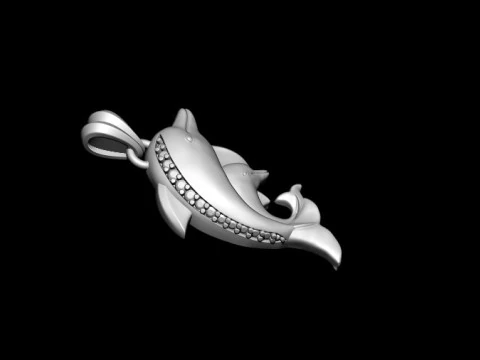 Dolphins pendant with gems 3D print model 3D Print Model