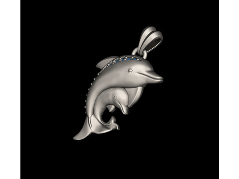 Dolphins pendant with gems 3D print model 3D Принт Модель