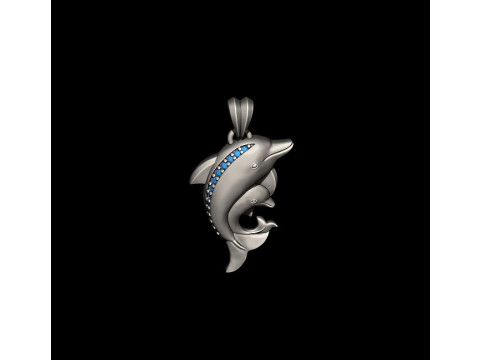Dolphins pendant with gems 3D print model 3D Принт Модель
