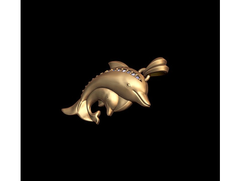 Dolphins pendant with gems 3D print model 3D Принт Модель